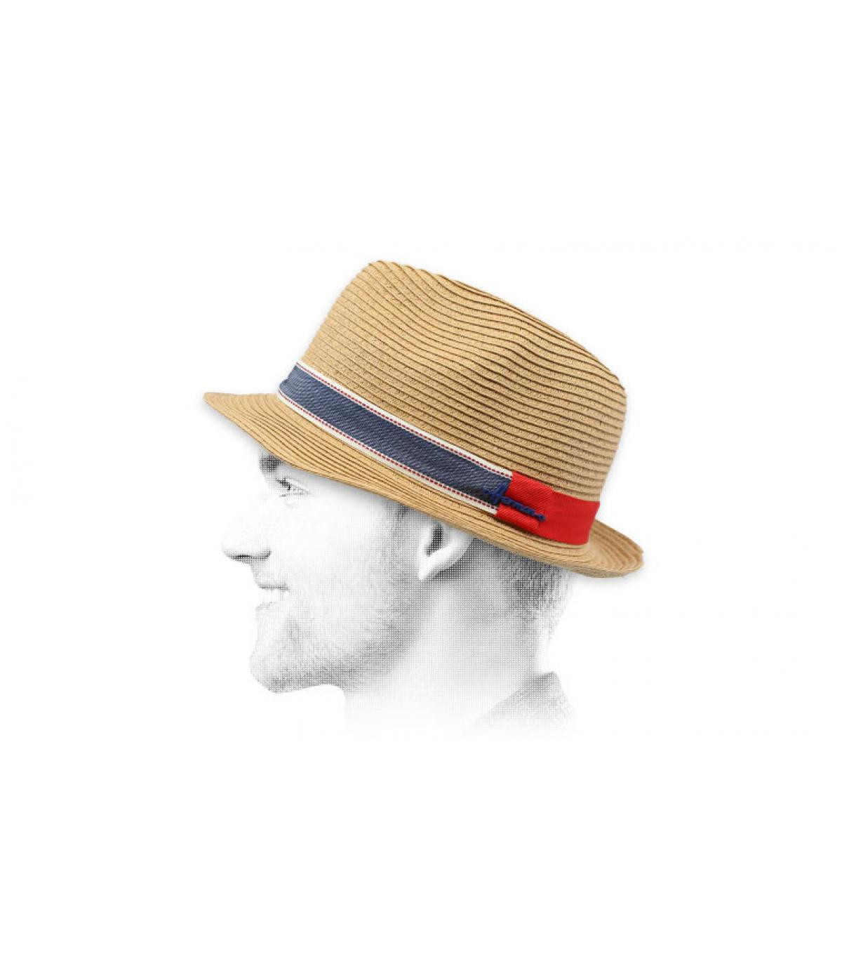 straw trilby two coloured ribbon Don Balon red straw trilby two coloured ribbon Don Balon red